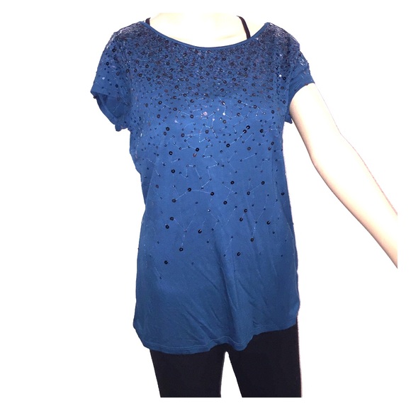 $Sold$ Teal short sleeve t-shirt with sequin details
