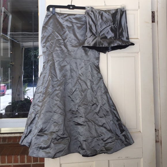 Metallic Grey 2pc Strapless dress