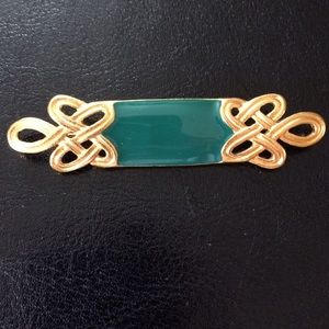 Emerald green and gold Brooch