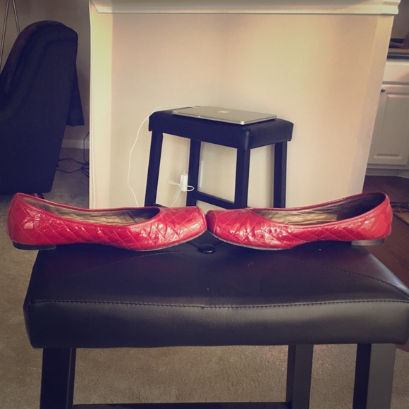 Saks 5th Avenue red patent leather shoes