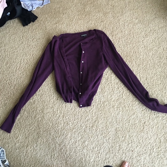Purple rhinestone button cardigan