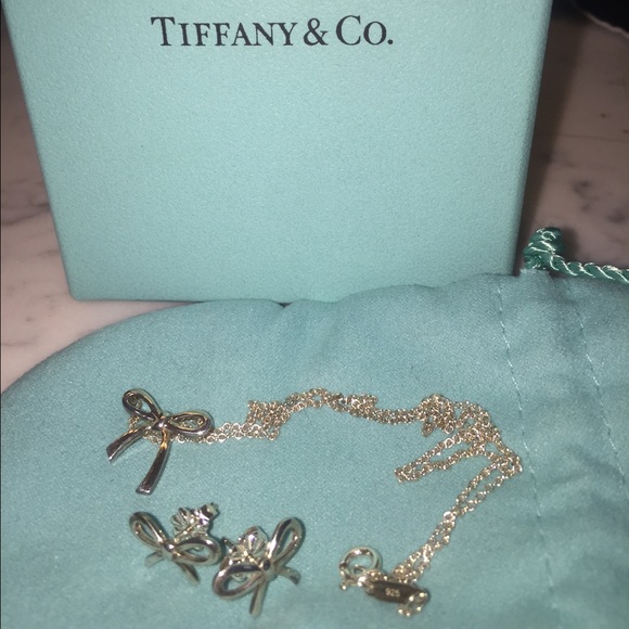 Tiffany&Co bow necklace and matching bow earrings