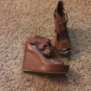 Tan wedge sandals