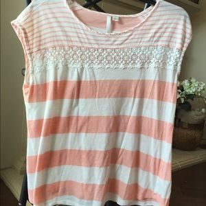 Peach and white strip top