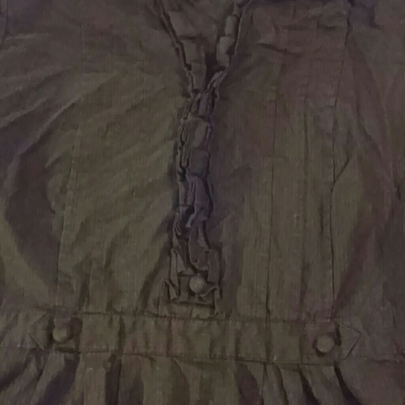 Black on black pinstripe, cotton, peplum blouse - Picture 3 of 3