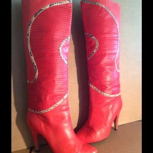 Red leather boots, DONATING SOON