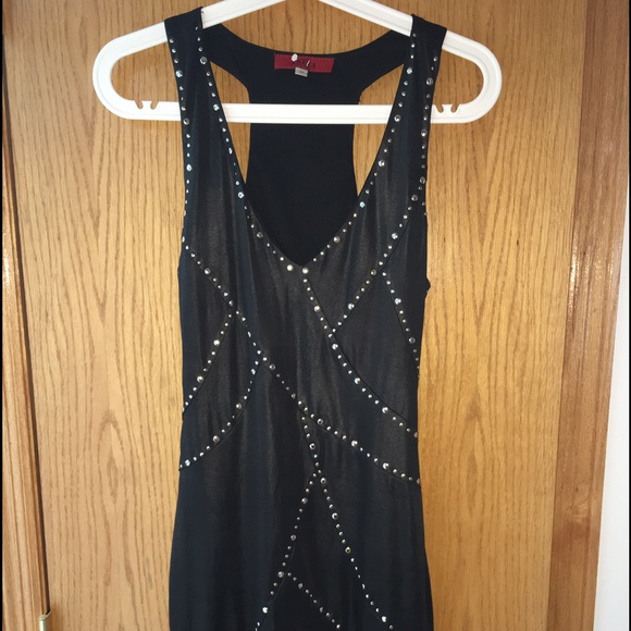 Black dress with studs.