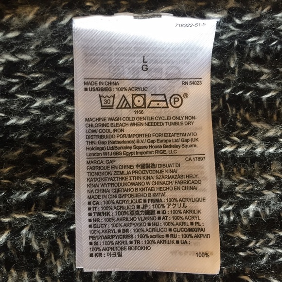 GAP Black/White Marled Long Tie Cardi Sweater Sz L - Picture 4 of 4