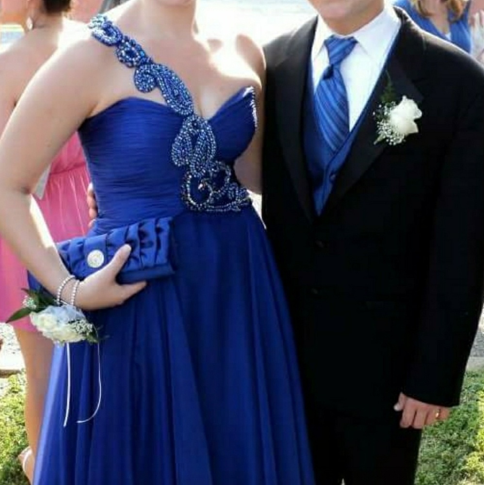 Sherri Hill 1456 One Shoulder Royal Blue Dress