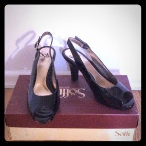 Sofft patent leather sling back heels