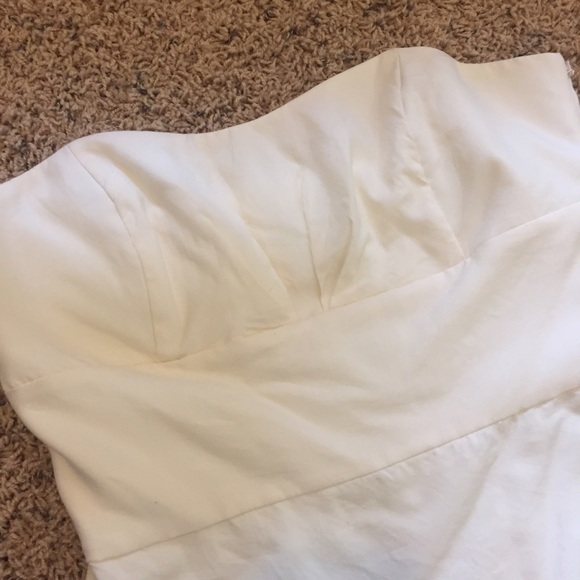 WHBM Ivory Strapless Dress with Flowers - Picture 3 of 4