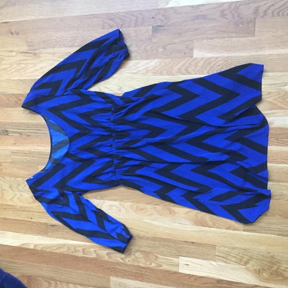 A blue and black chevron dress