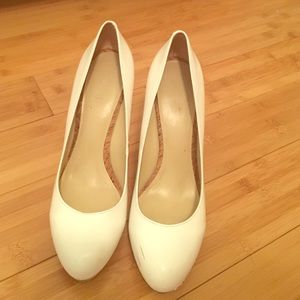 Nine West white patent leather heels