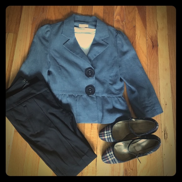 SALE Blue grey peplum blazer