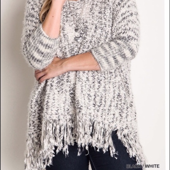 BEST SELLER! CHUNKY KNIT SWEATER WITH FRAYED HEM! - Picture 2 of 3