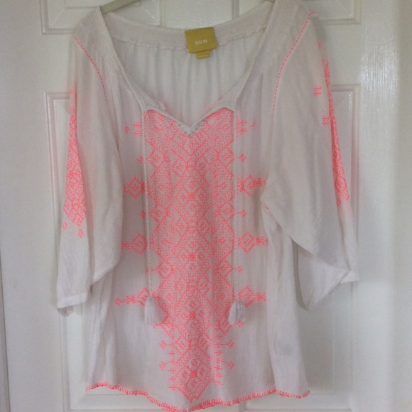 Bright Embroidered Peasant Top