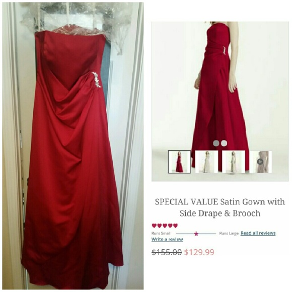 Red Strapless Satin Gown/Dress