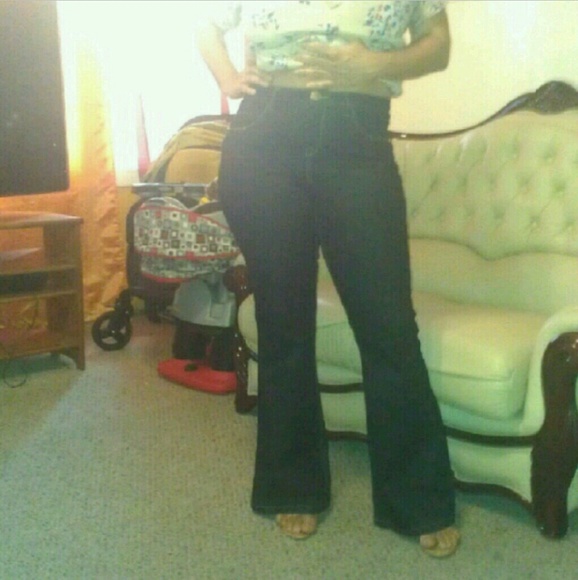 SEXY DENIM PANTS WITH FLARE LEGS - SIZE 13...NEW! - Picture 2 of 2