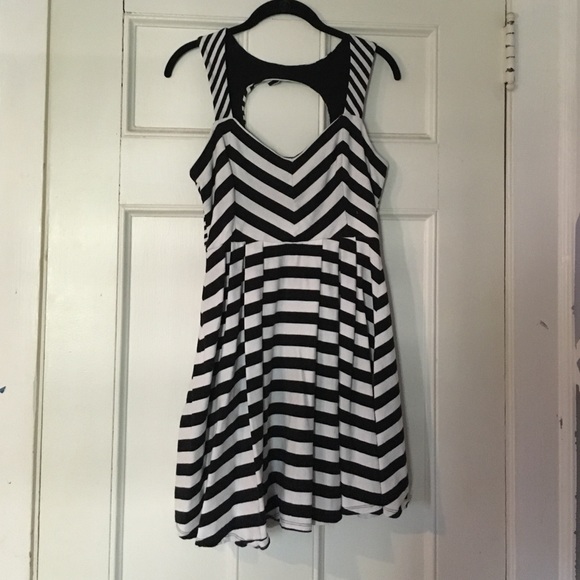Black and white striped dress
