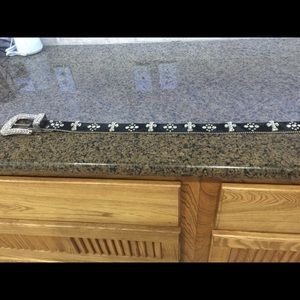 Black cowhide bling belt