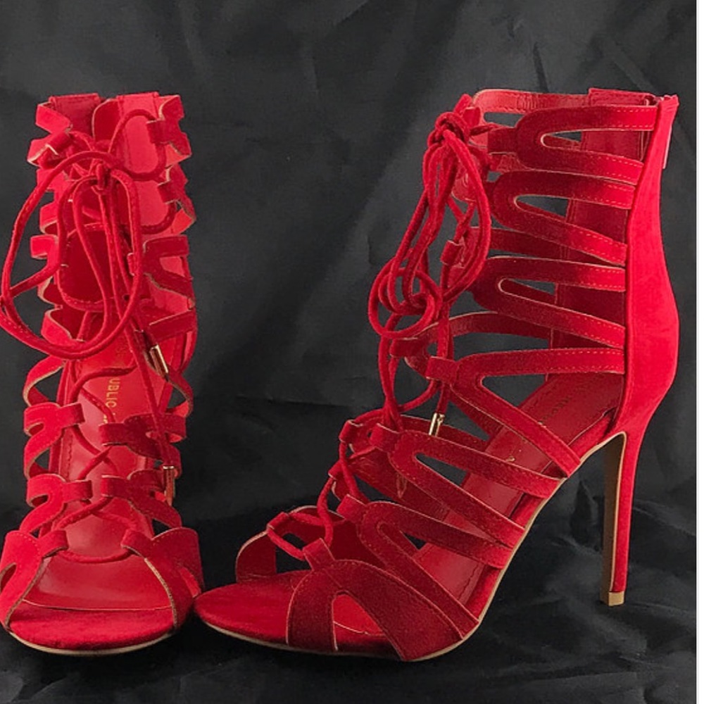 Shoe Republic LA Red Strappy Heels