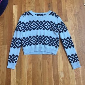 Warm sky blue and navy sweater tribal Pattern