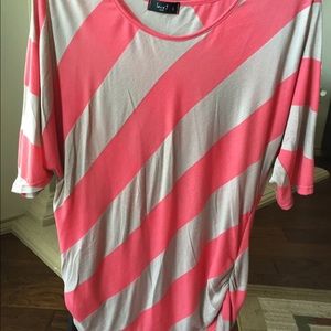 Coral and Taupe Stripped Top