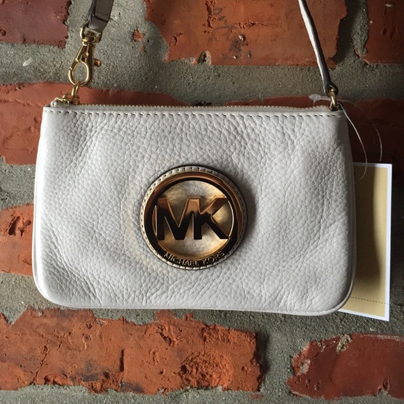 Michael Kors Cream Leather Wristlet