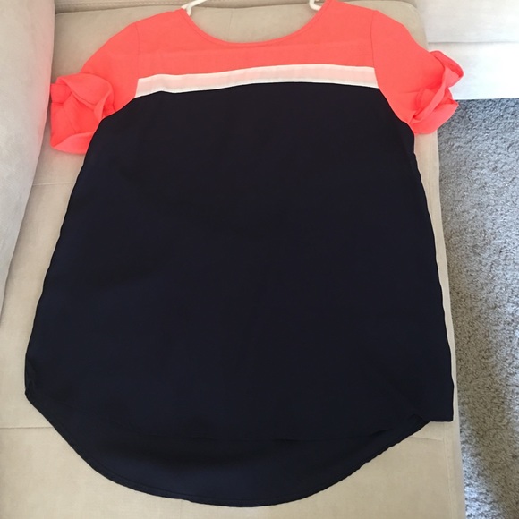 Bright Navy and Orange Blouse