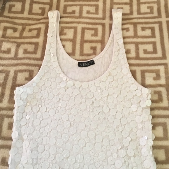 Venus - white sequin dress top - small