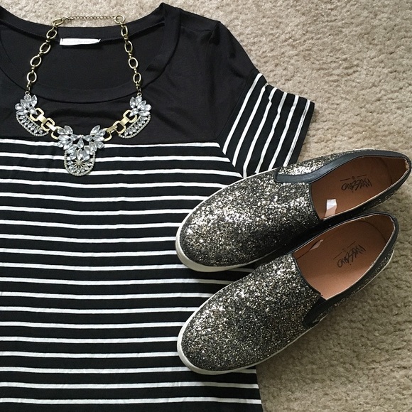 Mossimo Supply Co. Shoes - Black & Gold Glitter Platform Sneakers