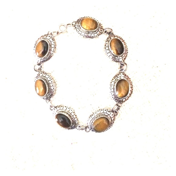 Sterling silver and tiger eye bracelet