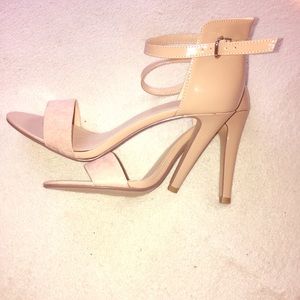 Beige strappy heels