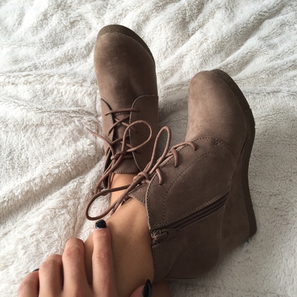 Suede Wedge Booties
