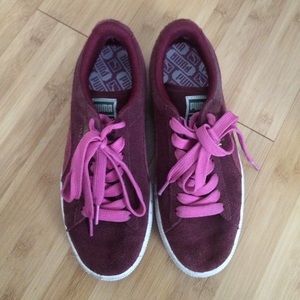 Burgundy Puma Suede Sneakers