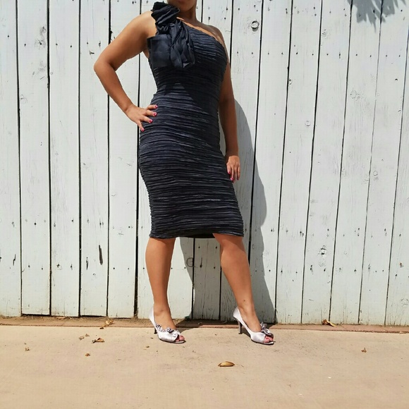 Papaya one shoulder strap formal dress