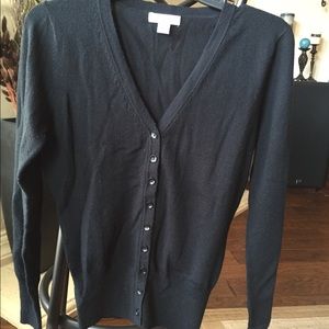 Black V-Neck Black Cardigan Sweater