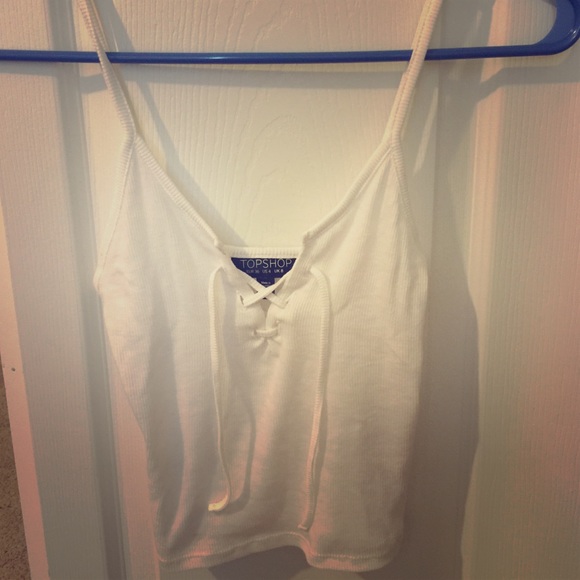 Top shop lace up white crop top