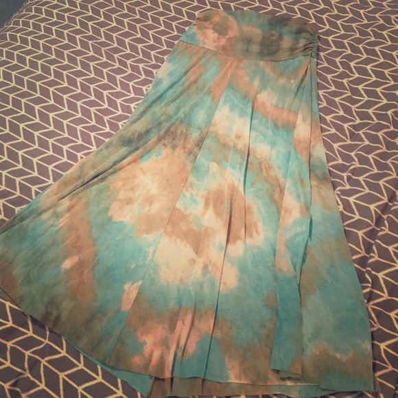 Tie-dye maxi skirt OR strapless dress
