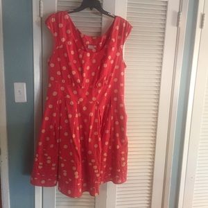 Adorable Pink w/Beige Polka Dots Knee Length Dress