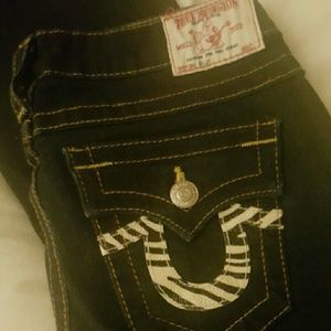 Zebra print dark wash true religion jeans size 28