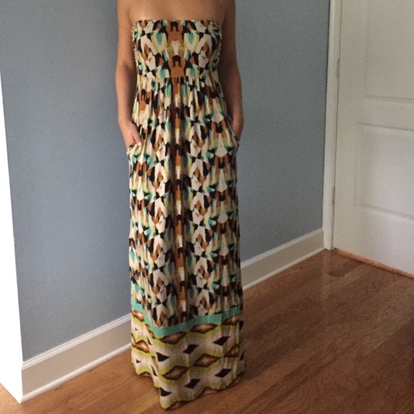 The Limited Dresses & Skirts - Strapless multi color pattern maxi dress