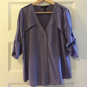BCBG MAXAZRIA Roll Cap Silk Blouse Size Small