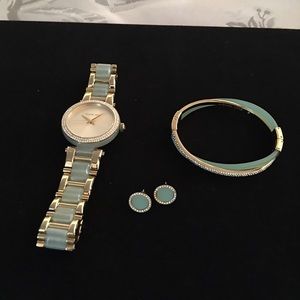 Michael Kors watch, bracelet and earrings