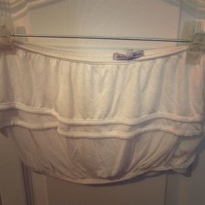 Charlotte Russe white flowy strapless crop top