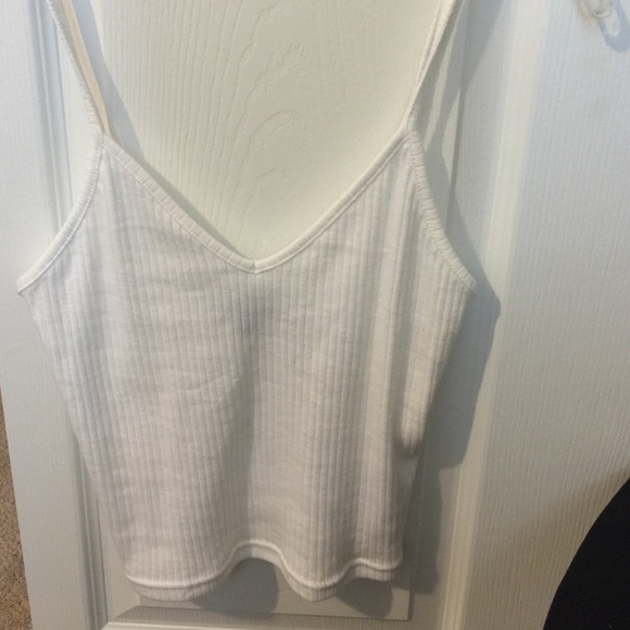 Top shop white ribbed v neck crop top