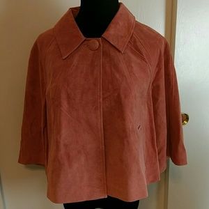 Leather/suede crop jacket, burnt orange
