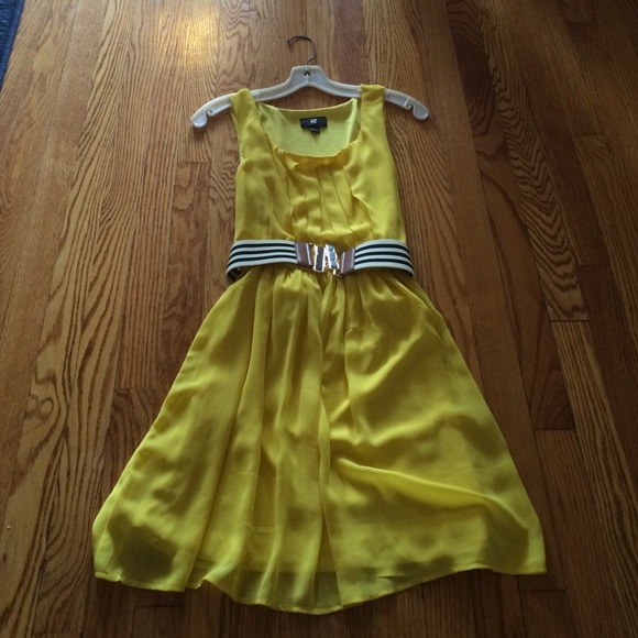 Yellow, flowy, knee length dress
