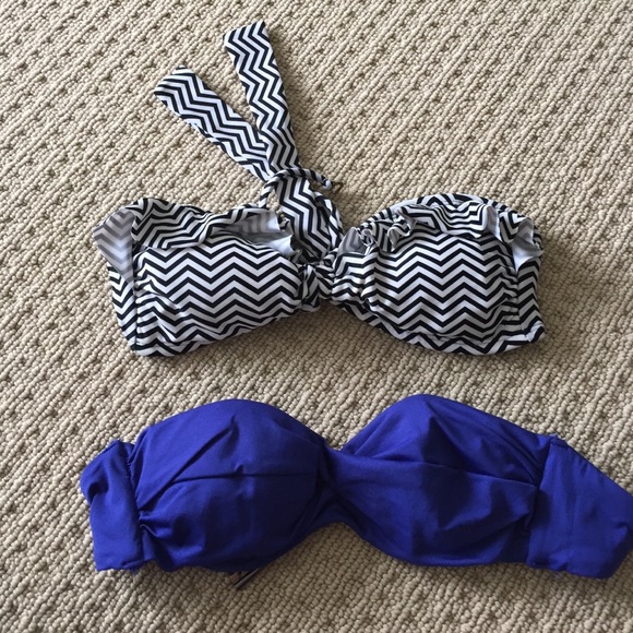 Two bandeau bikini tops
