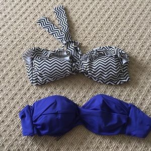 Two bandeau bikini tops